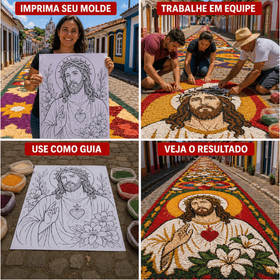 Ilustração do Passo a Passo de Uso dos Moldes